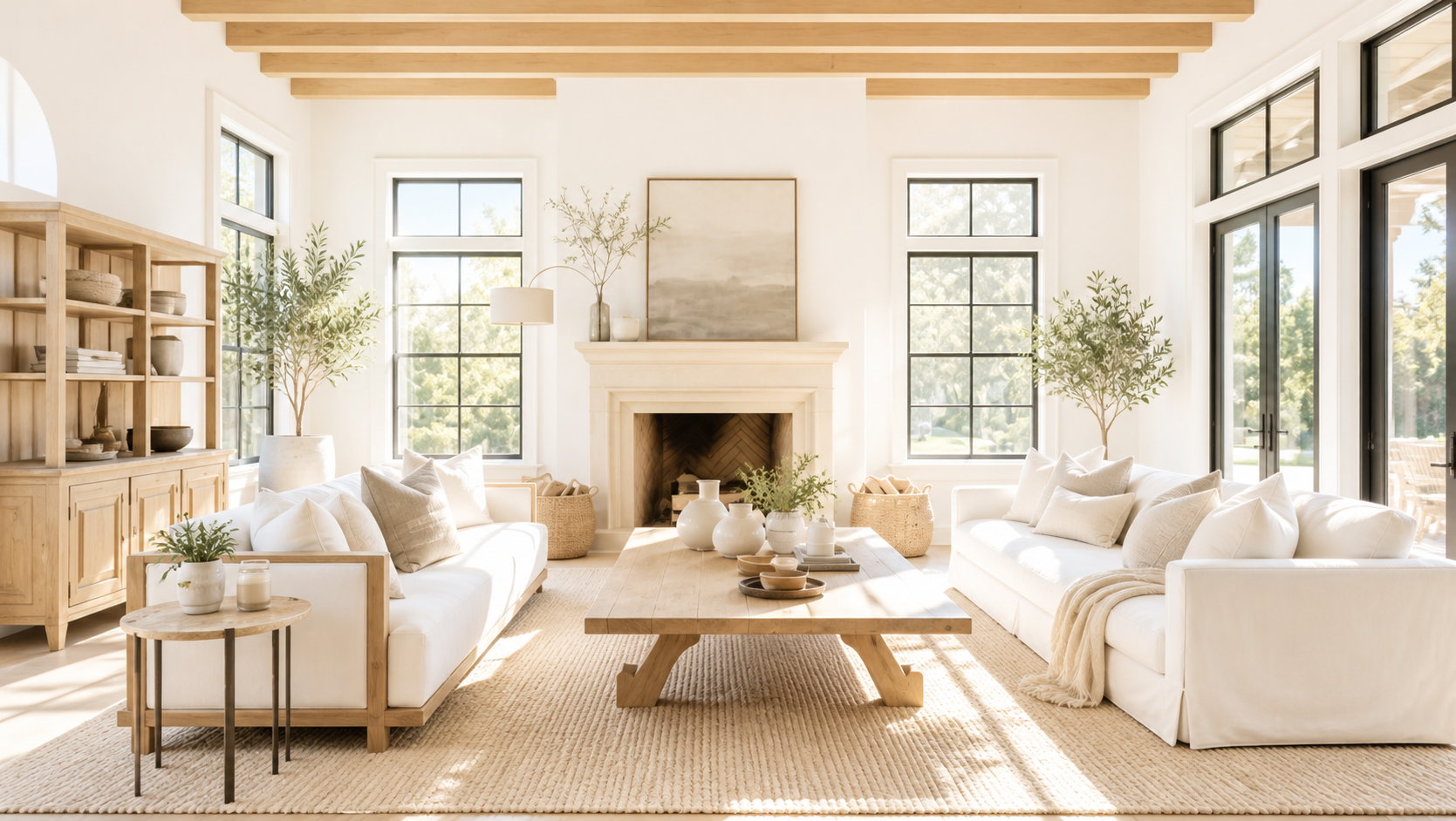 Bright modern farmhouse living room in Georgetown Texas with natural light and clean staging for home selling appeal