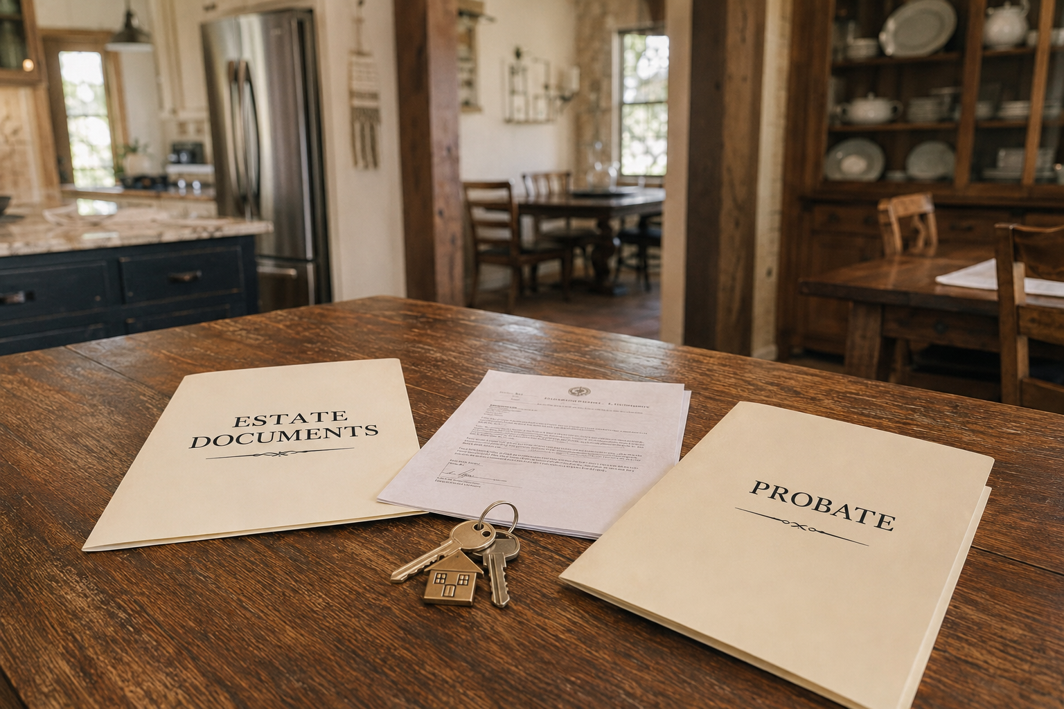 Probate process for a home in Central Texas with estate documents and property records