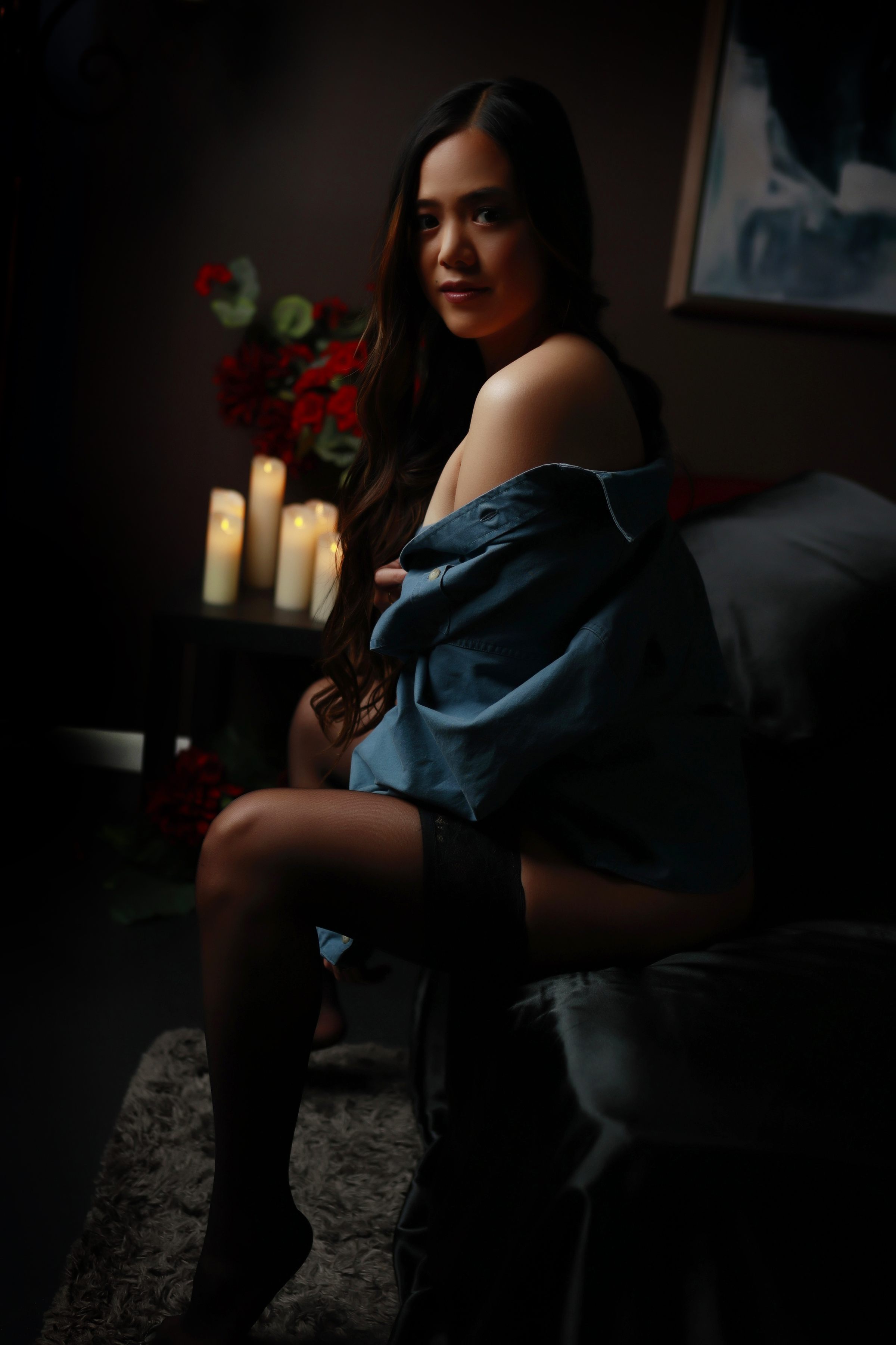 Elegant boudoir photography session in Champaign Illinois studio