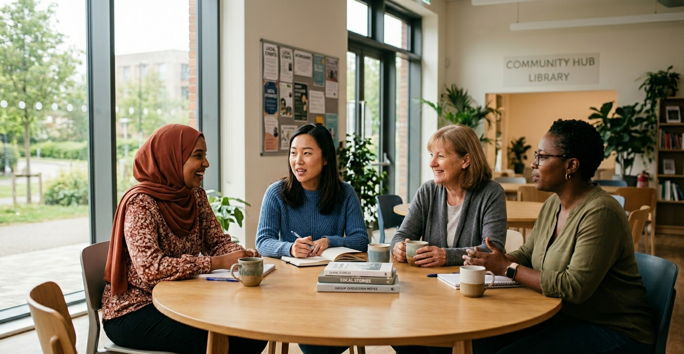 Women gathered in a circle during a Visibly Her peer support session