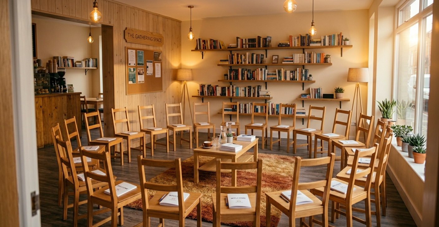 The Visibly Her community space set up and ready for a peer support group