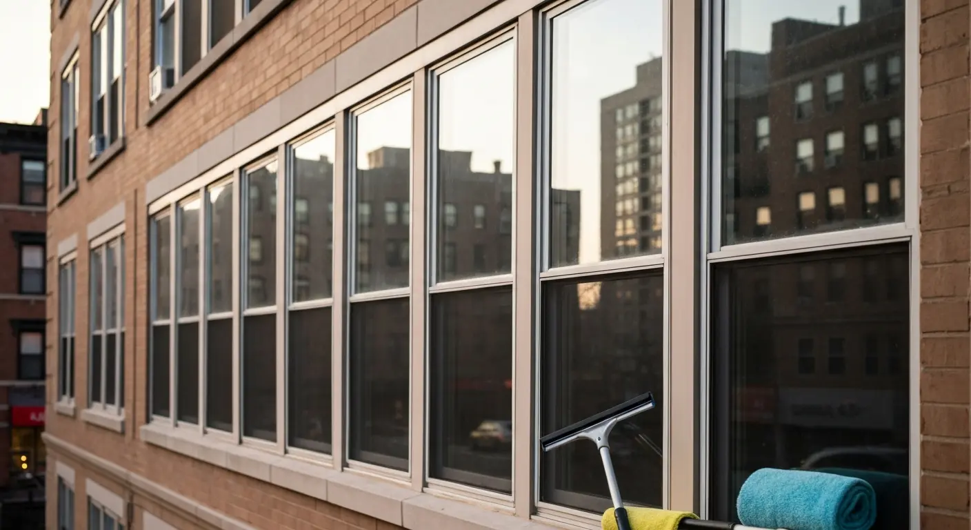 Window cleaning high-rise building in Bronx