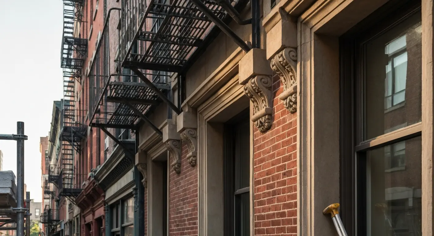 Historic building facade restoration in Chinatown