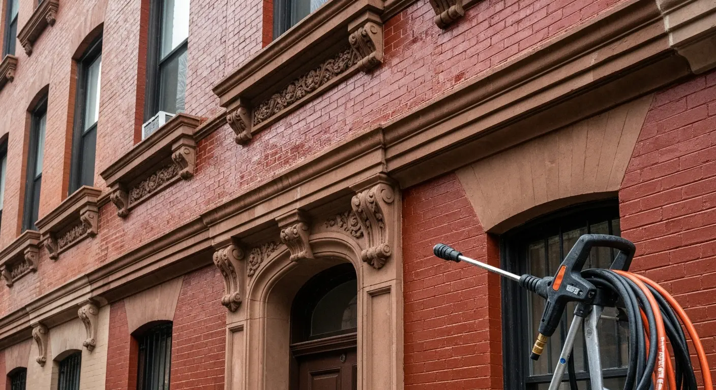 Harlem brownstone pressure washing