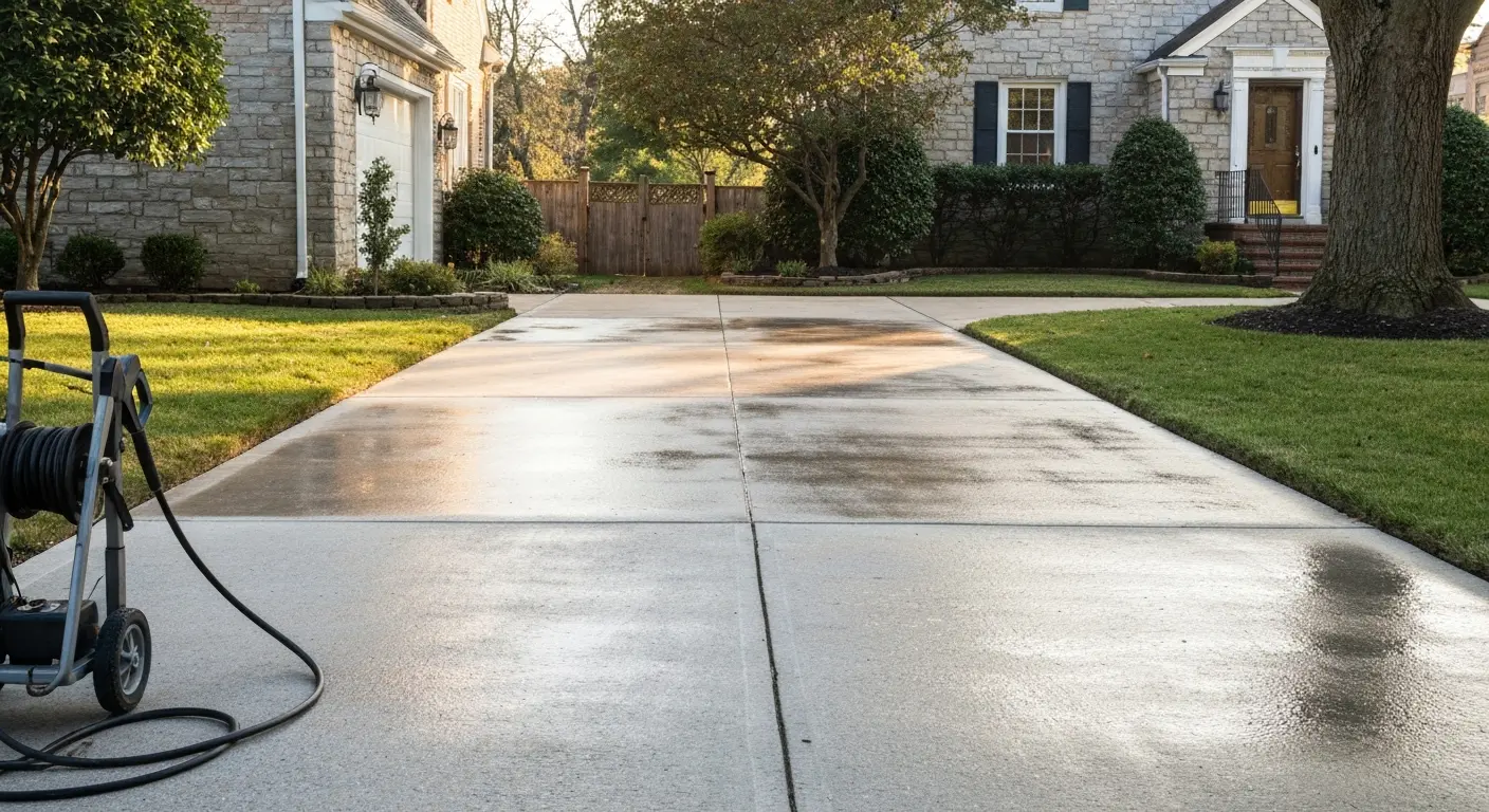 Driveway concrete cleaning project