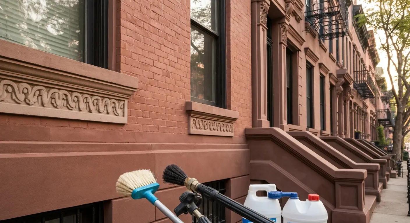 Brick facade cleaning