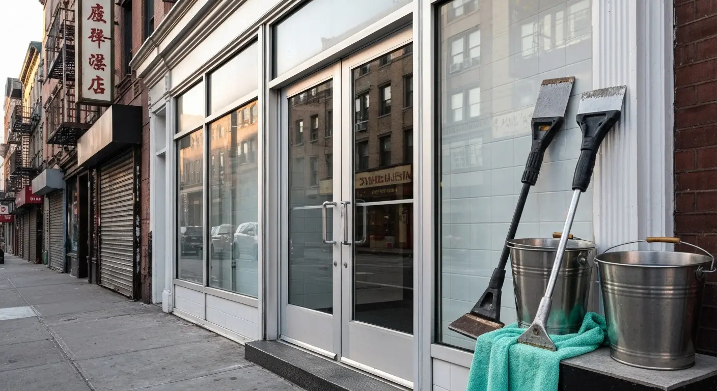 Gum removal from Chinatown storefront