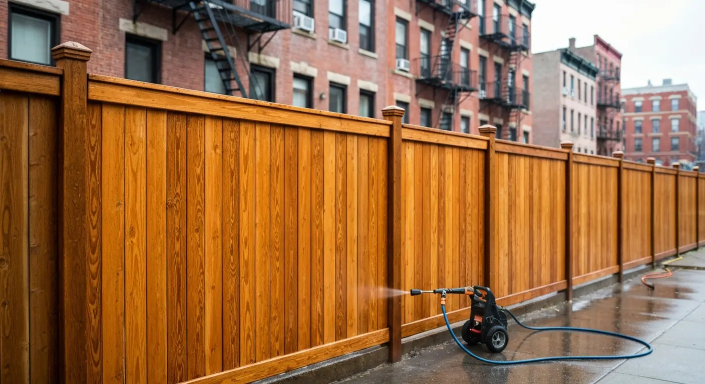 Wood fence cleaning