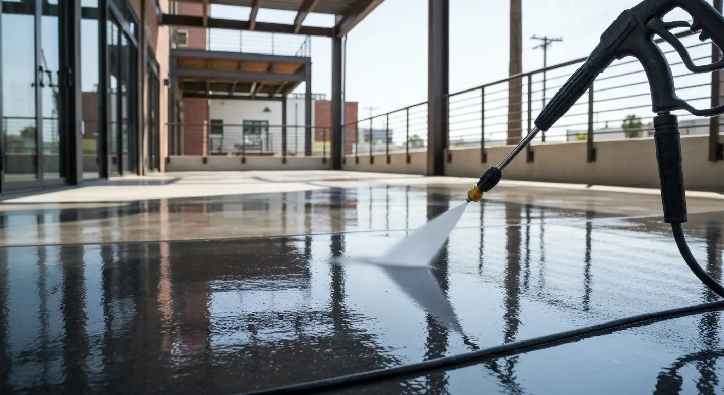 Pressure washing patio in NoHo
