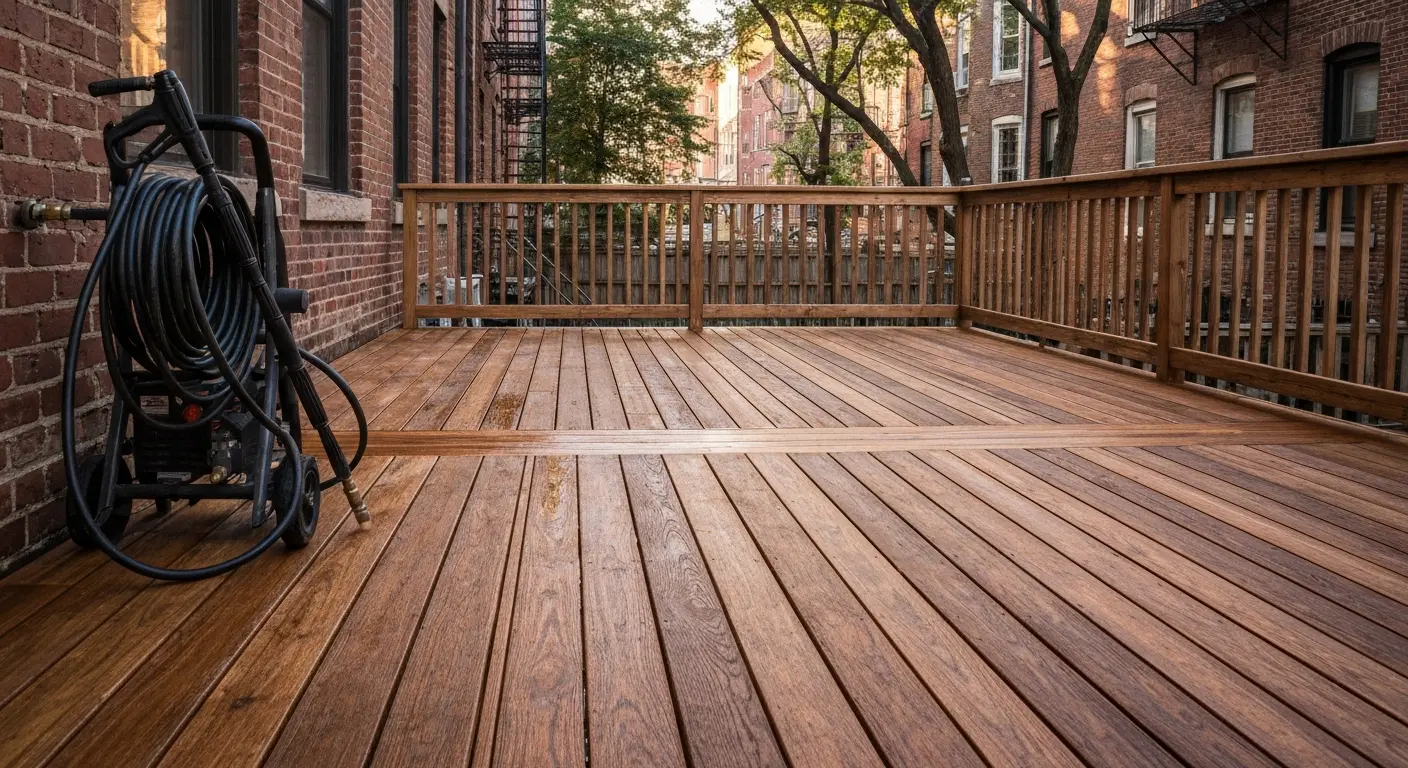 Wood deck cleaning