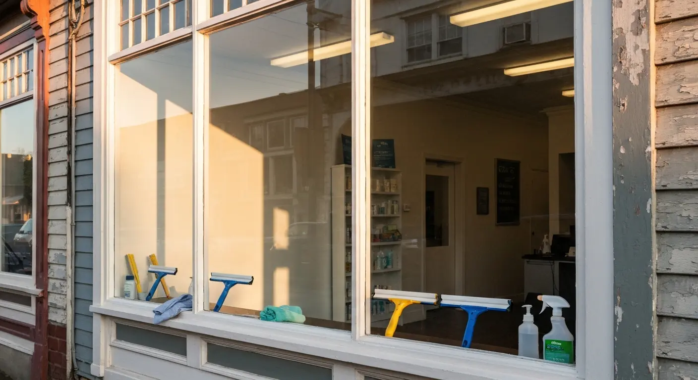 Clean storefront windows attracting foot traffic