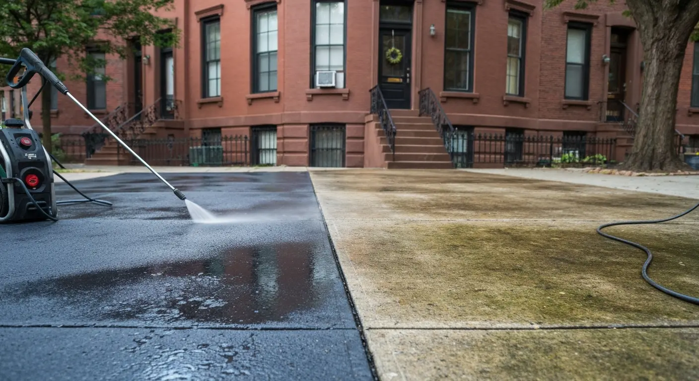 Driveway pressure washing