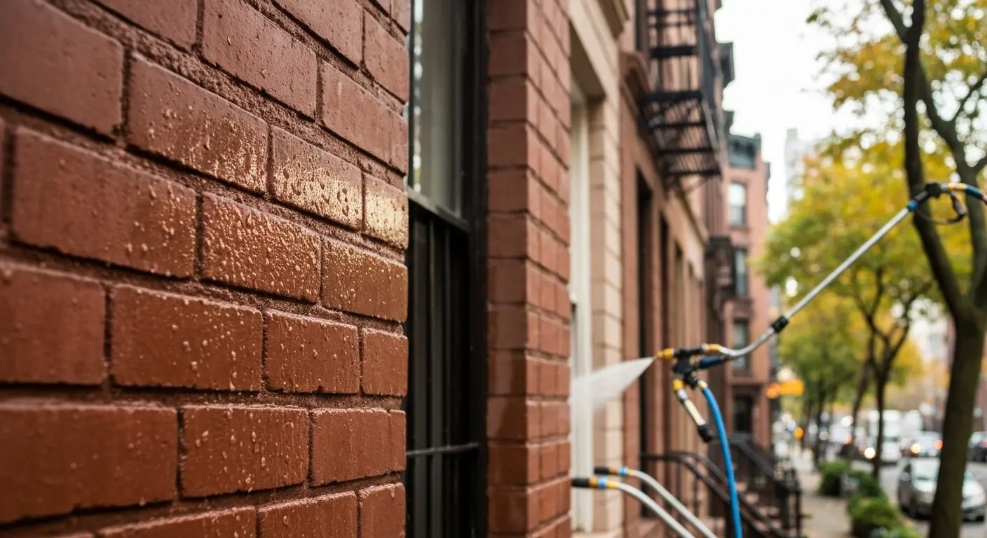 Brownstone facade cleaning project