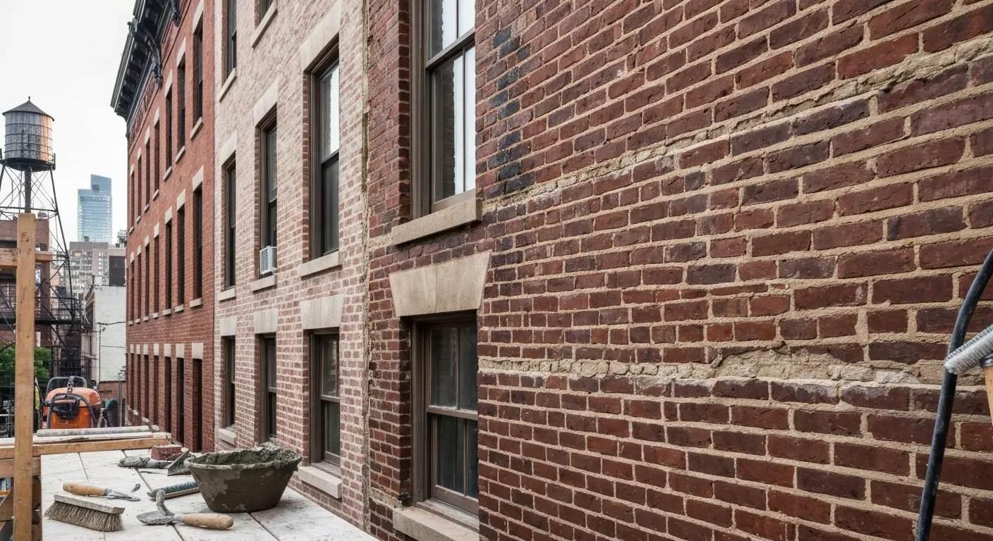 Historic brick facade restoration