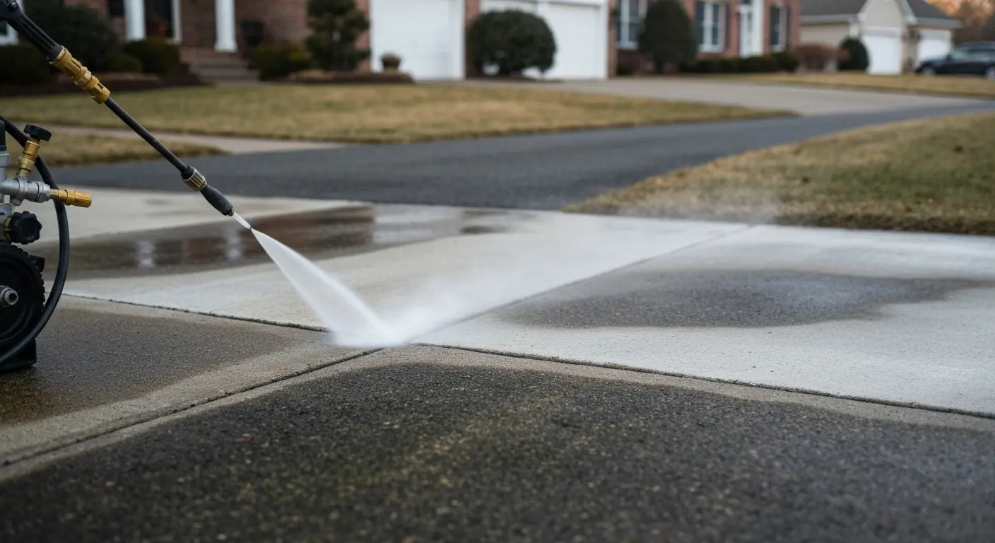 Power washing driveway in New York