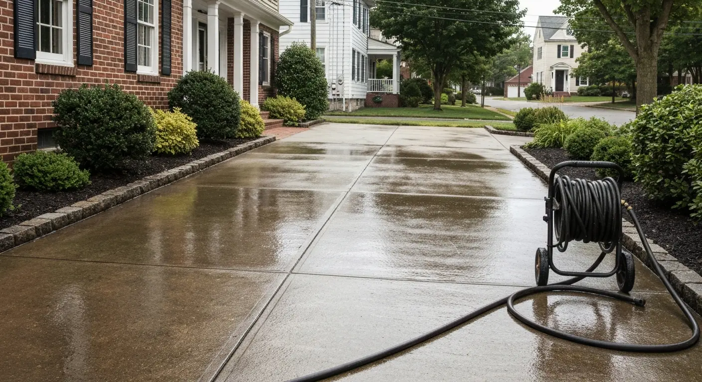 Power washing driveway
