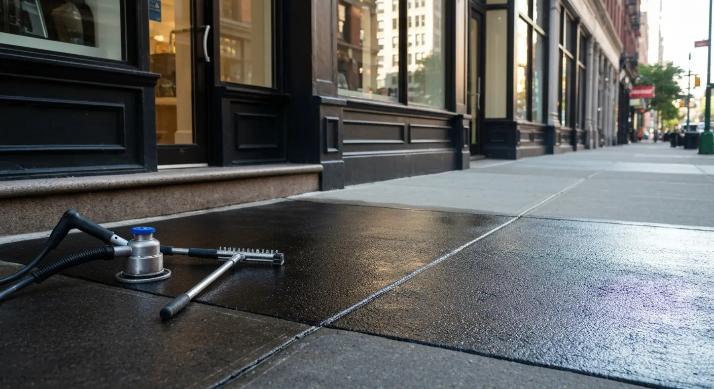 Gum removal from sidewalk in New York