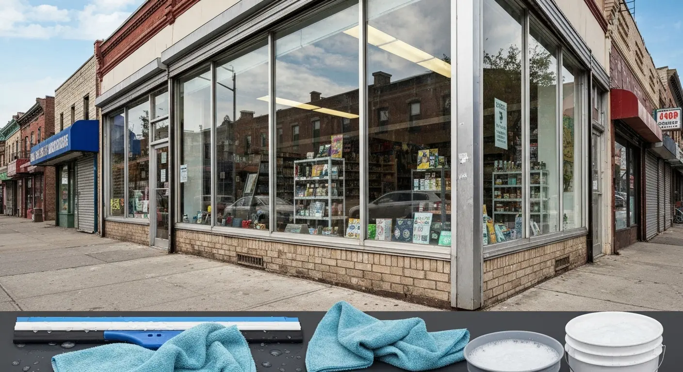 Storefront window cleaning service