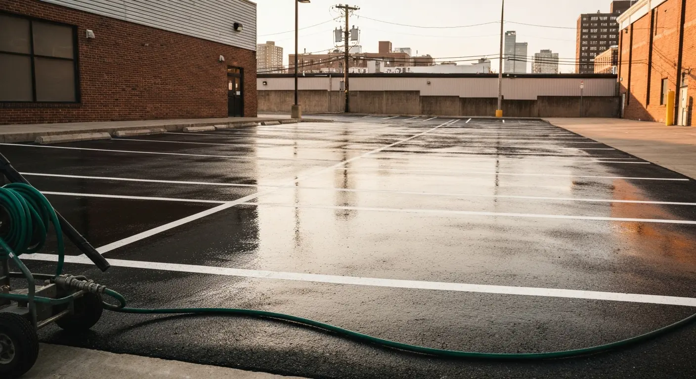 Commercial parking lot cleaning