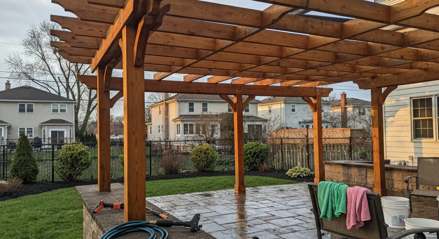 Wood patio cleaning