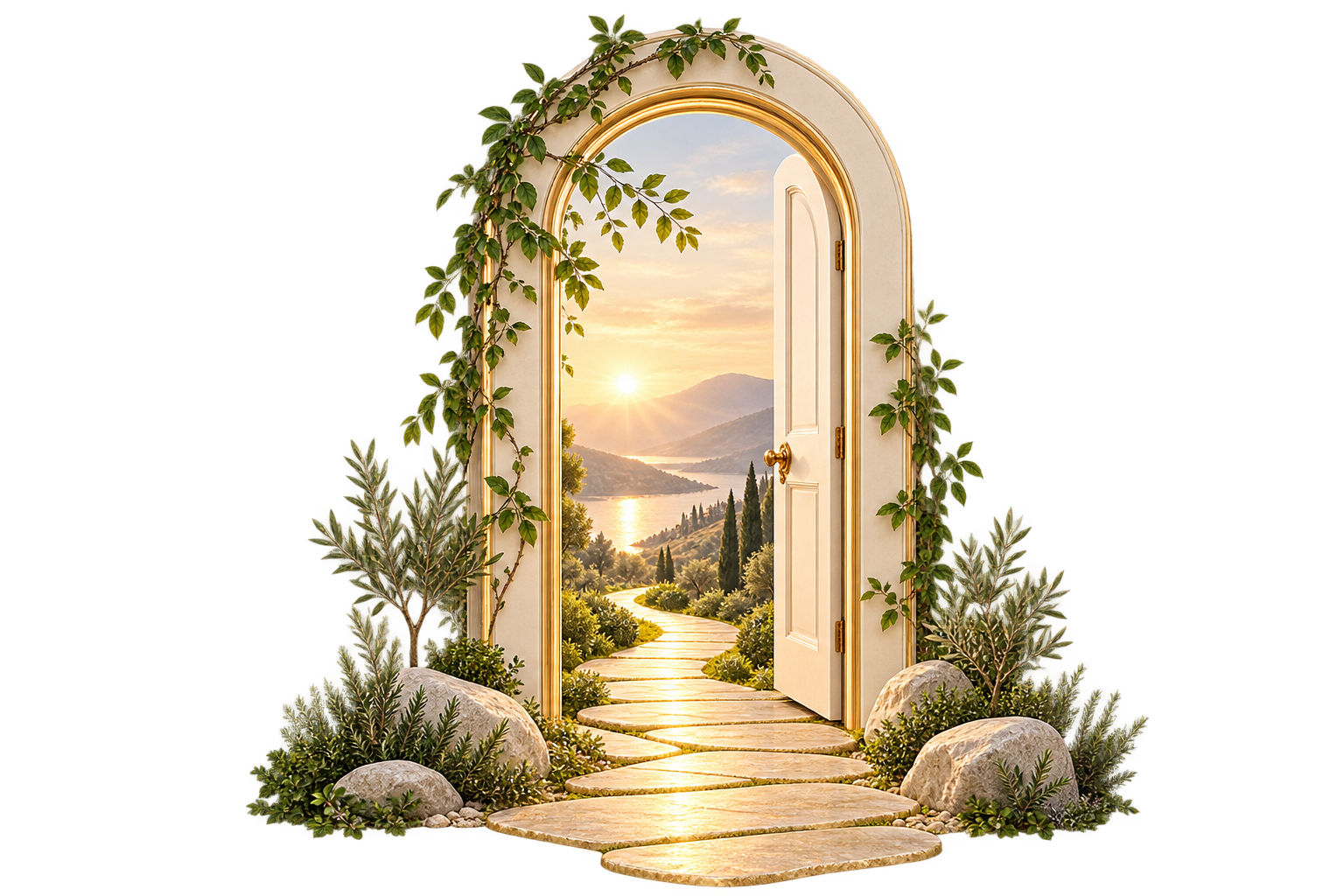 Midlife transformation and spiritual life transition illustration Midlife transformation and spiritual life transition illustration