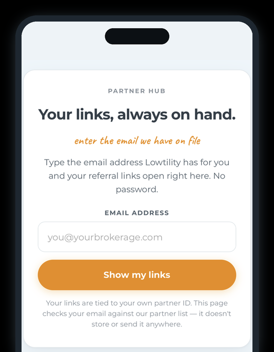 Step 1: the sign-in screen, where you enter the email we have on file