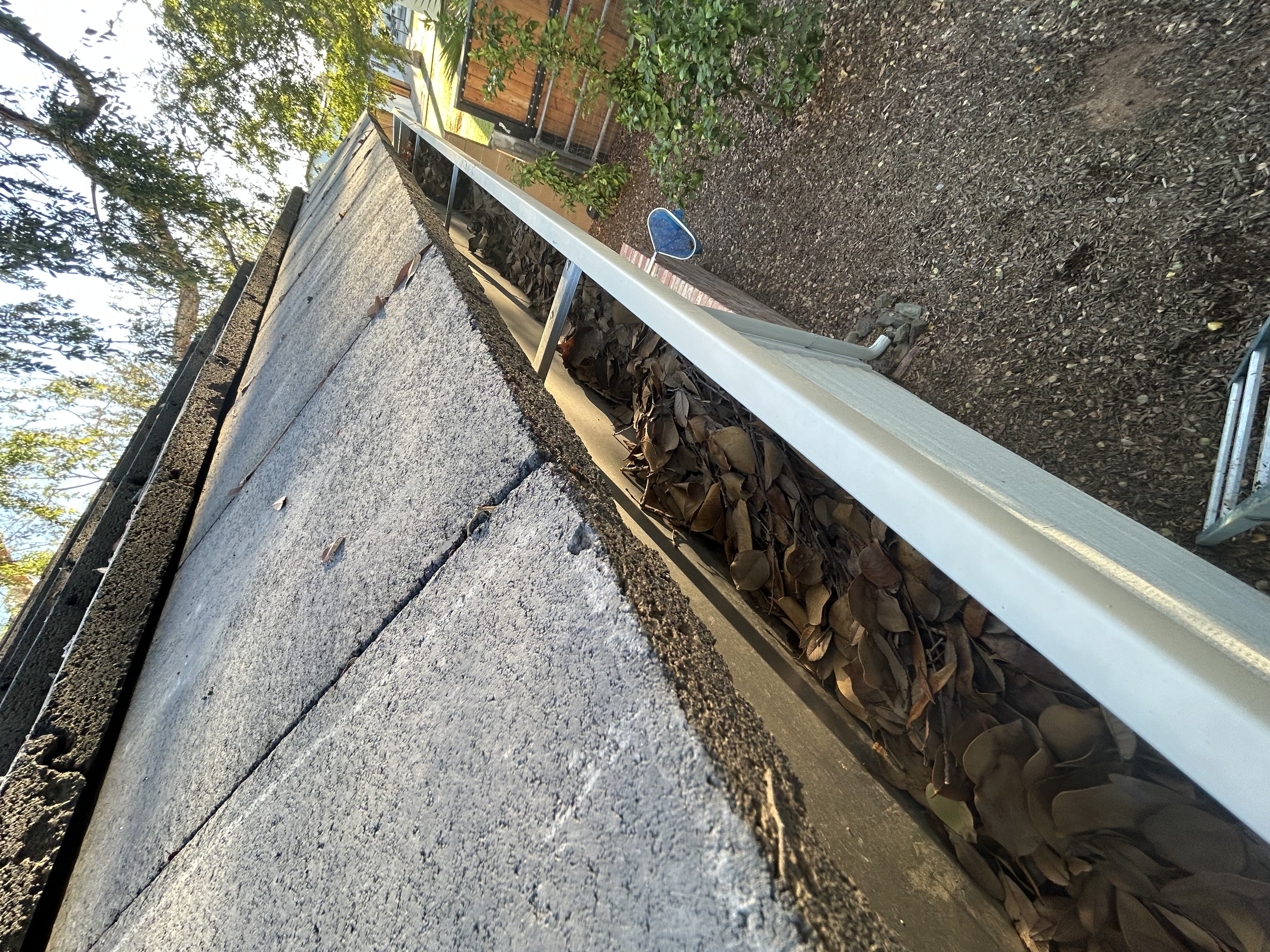 Phoenix gutter packed with dried mesquite and palo verde litter