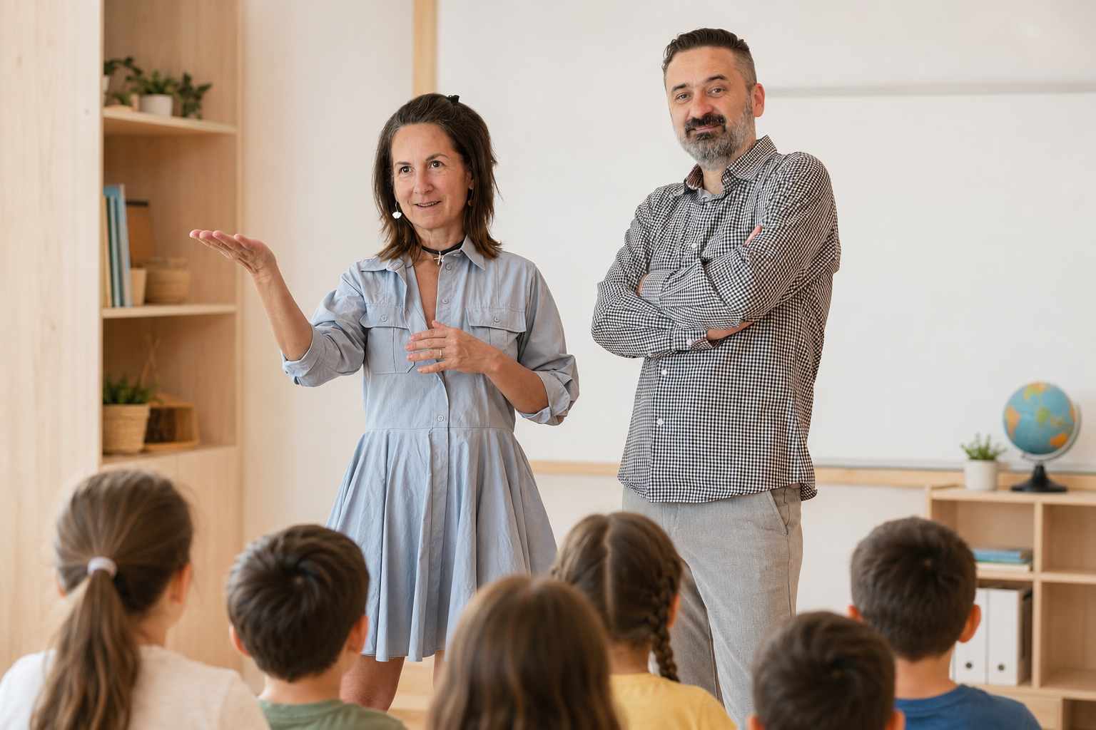 Teachers in modern classroom