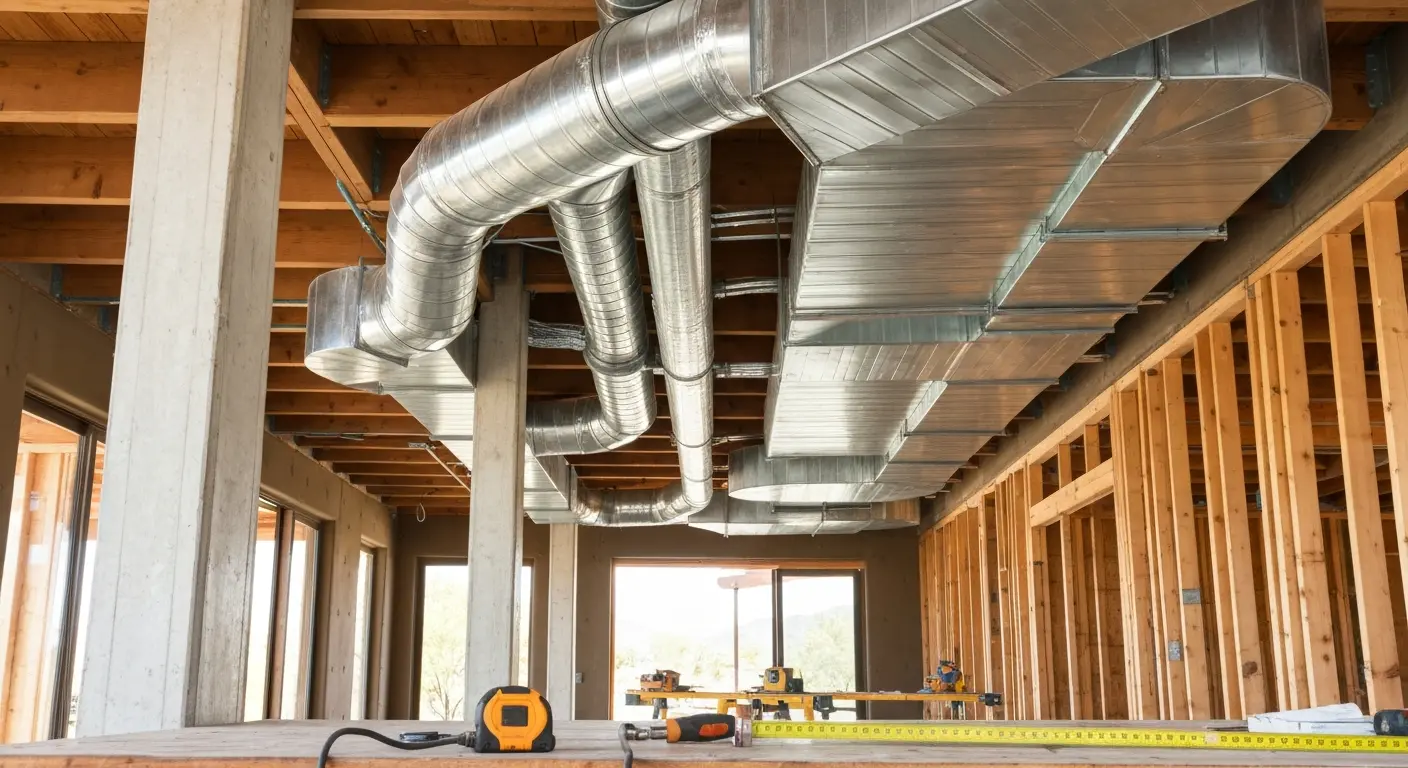 Ductwork installation in custom home