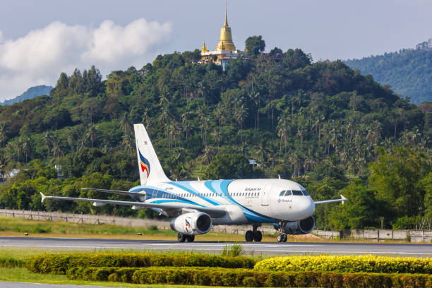 Bangkok airways plane on Koh Samui runway