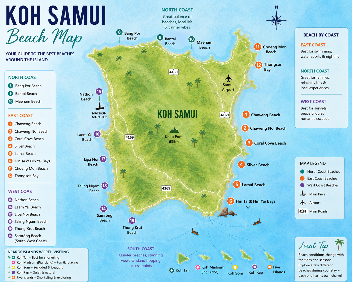 Map of Koh Samui's Beaches Map of Koh Samui's Beaches