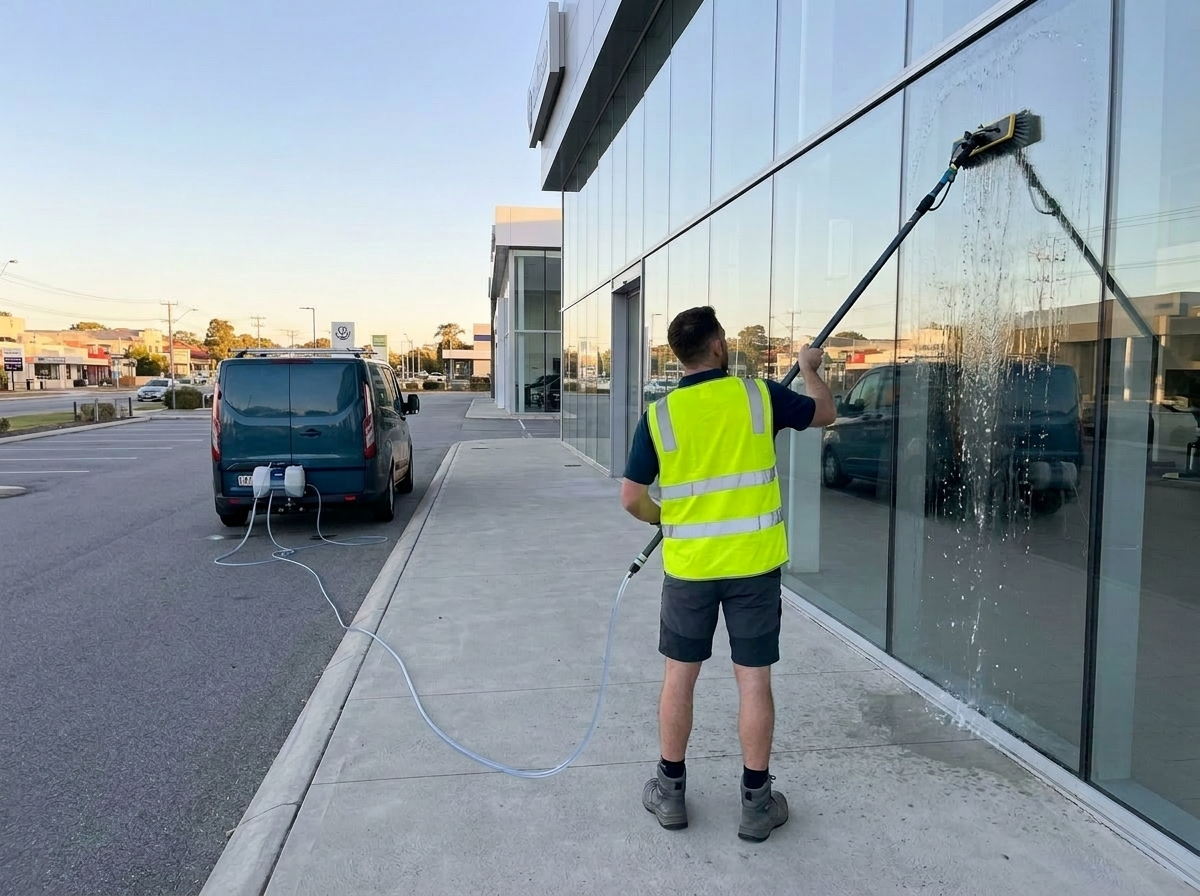 Pressure cleaning on an Osborne Park car dealership forecourt, Purified Group Perth WA