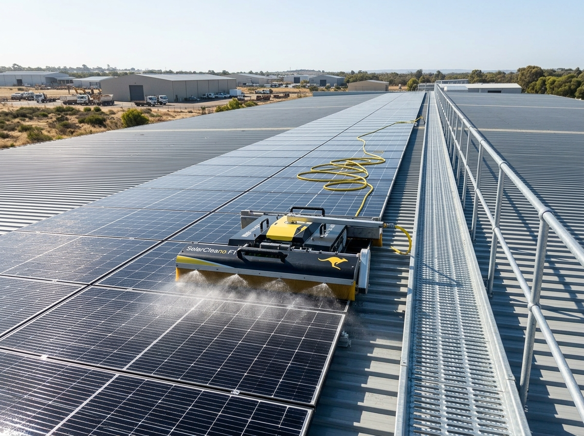 Commercial rooftop solar array on a Jandakot industrial building, Perth WA