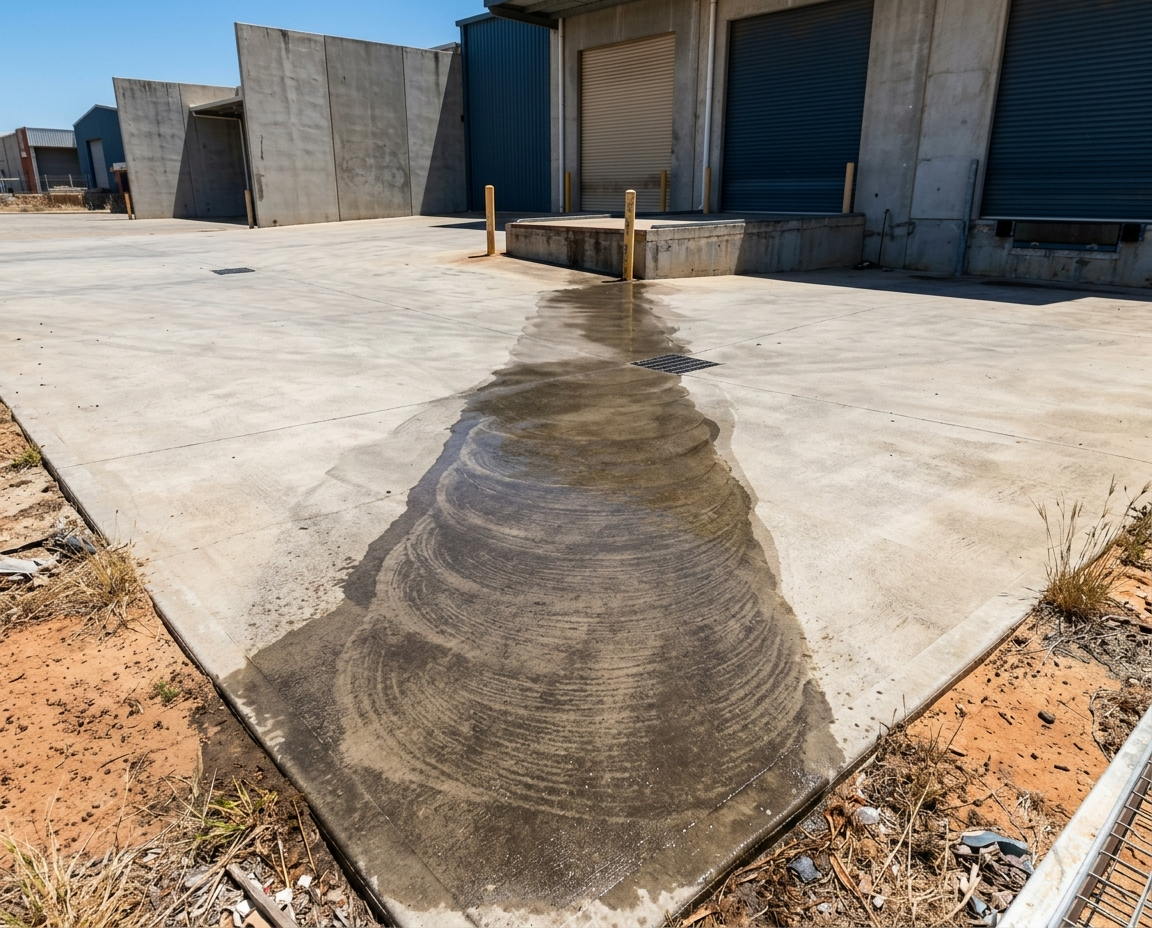 Pressure cleaning on a Jandakot industrial hardstand, Purified Group Perth WA