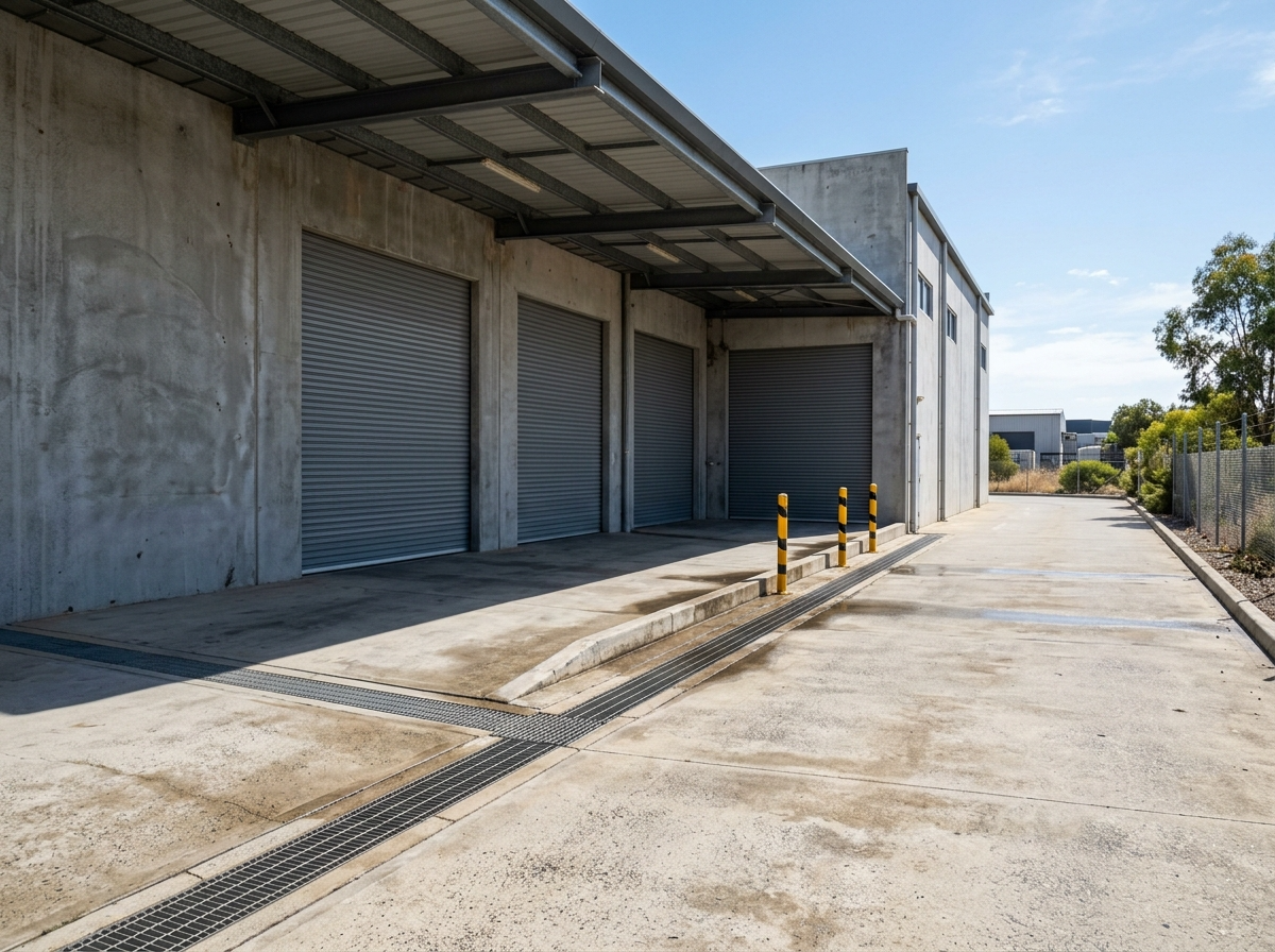 Industrial solar panel array on a Cockburn warehouse, before professional cleaning