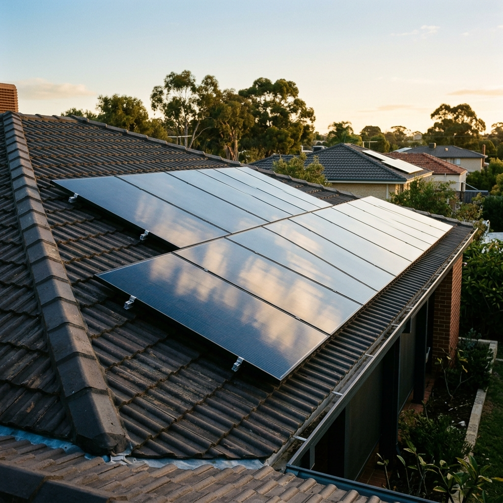 Clean residential solar panels on a Perth roof showing optimal condition