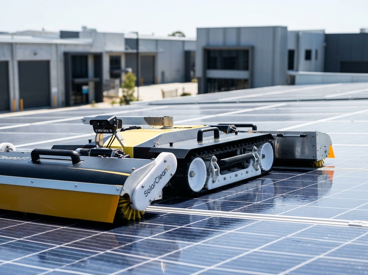 Purified Group commercial cleaning team at a modern Wanneroo business park, solar panel and window cleaning service
