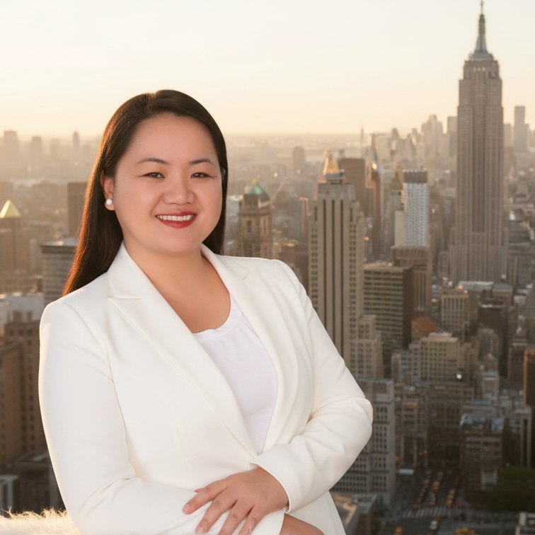 Feby Lunag in a white blazer