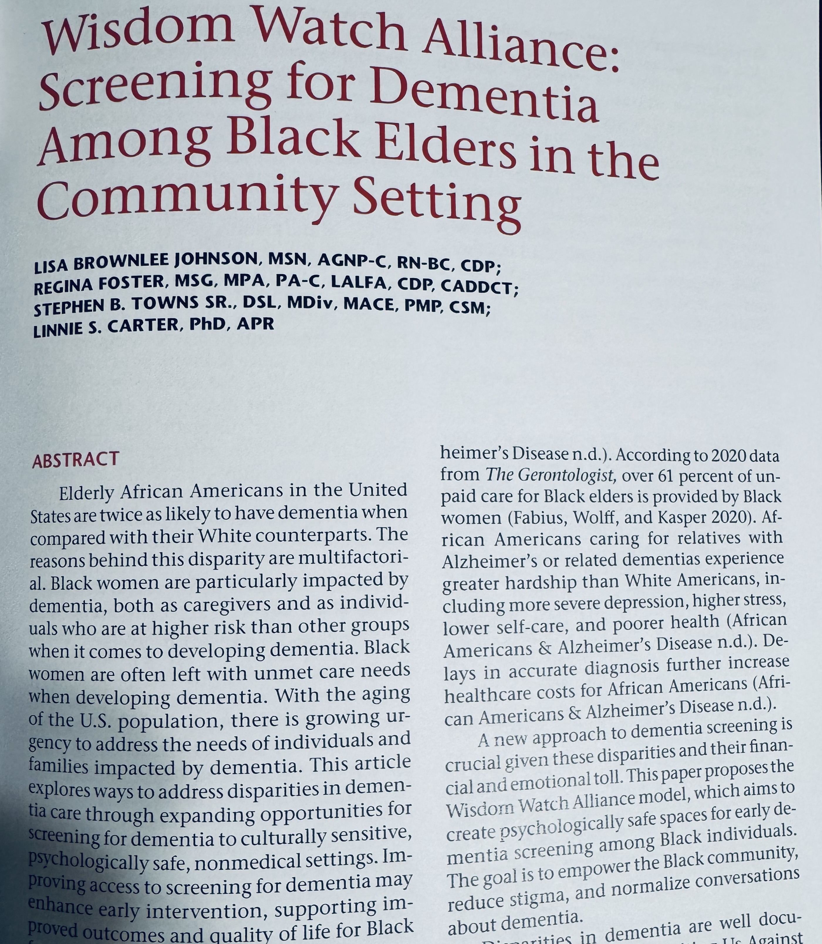 The Senior Care Initiative in the community