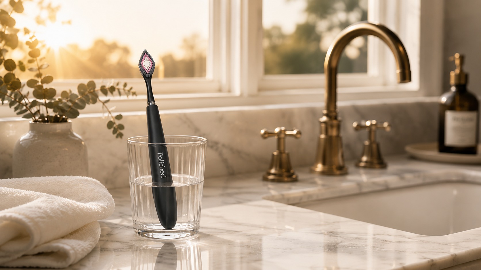 Morning ritual on a marble counter