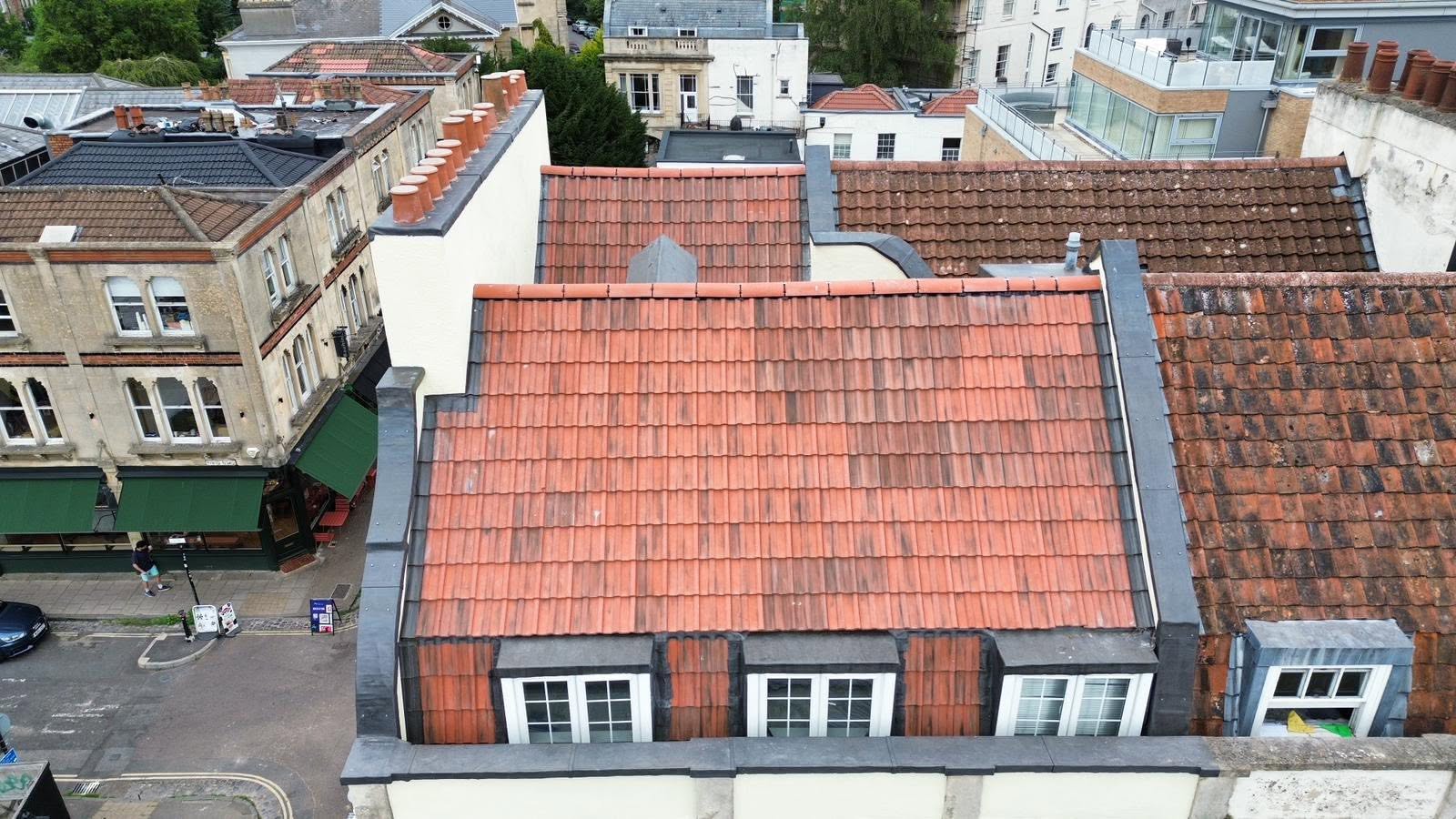 Drone photo of a Bristol roof by Patina Roofing