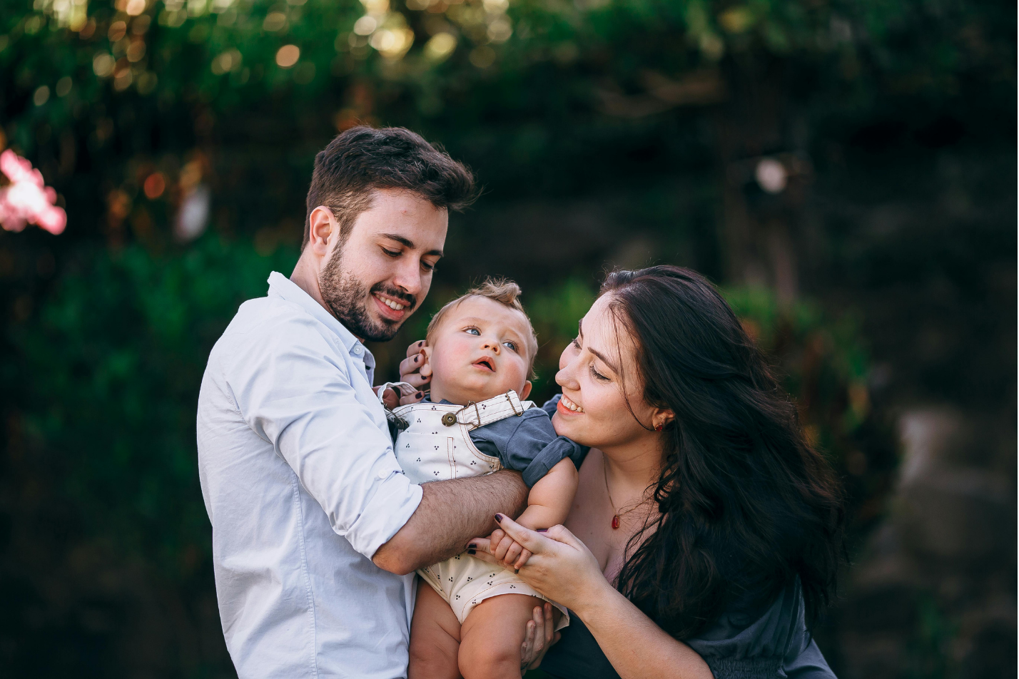 A happy family smiling tgether