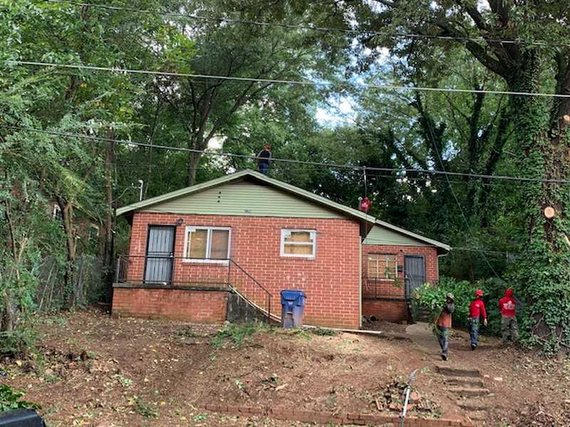 Tree work in progress on a customer property