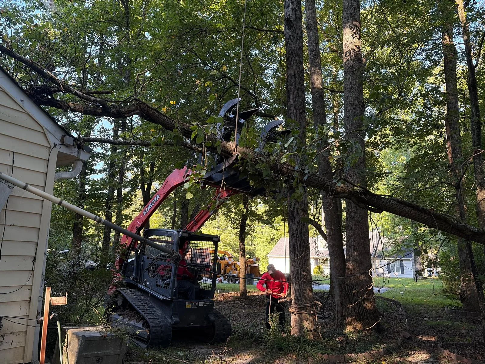 Tree work in progress on a customer property