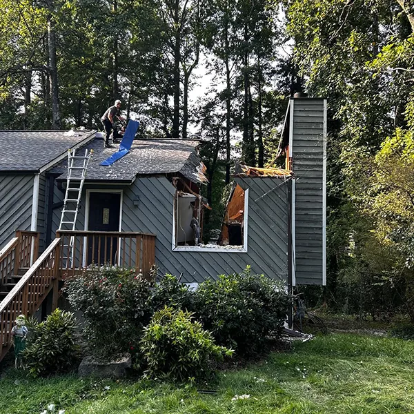 Outdoor debris and property clean-up carried out by the 7 Brothers team