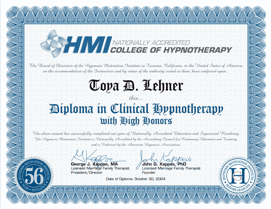 Certified hypnotherapy expert with diploma in clinical hypnotherapy for success, anxiety, and confidence hypnosis.