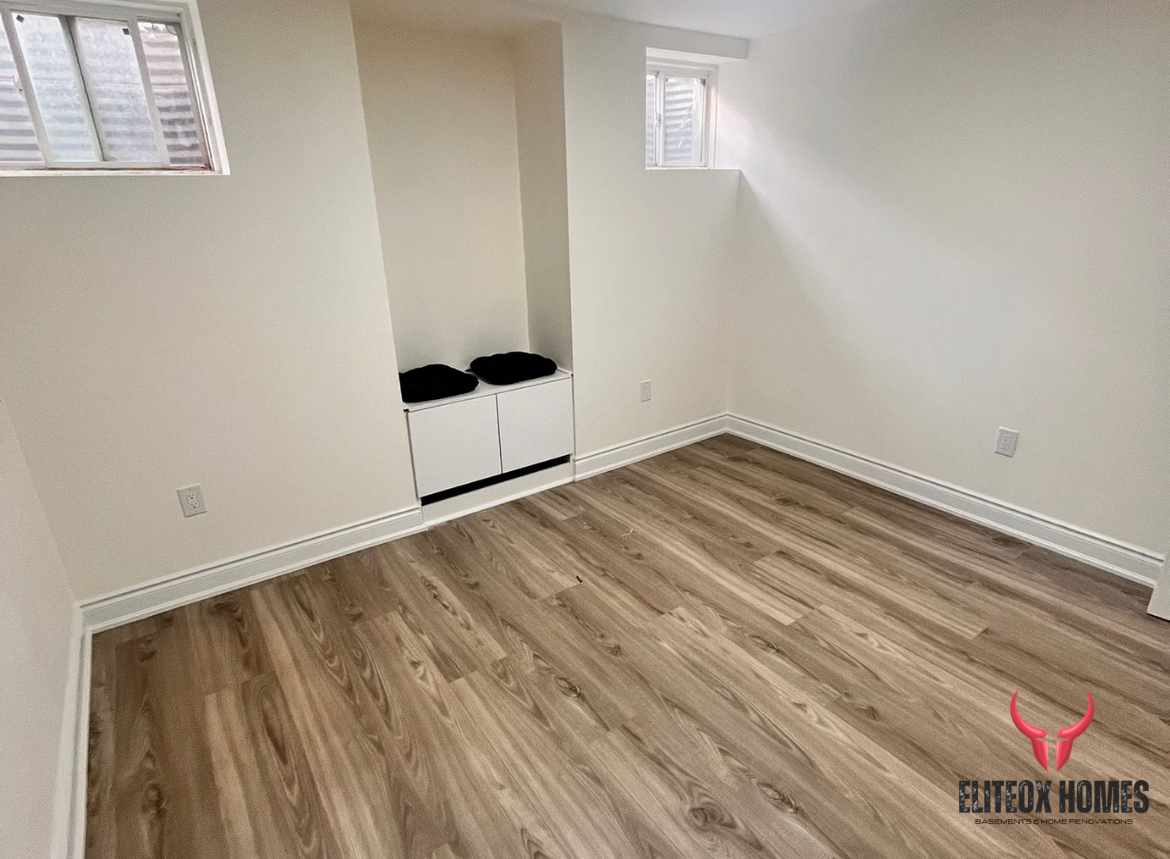 Basement bedroom in a finished basement