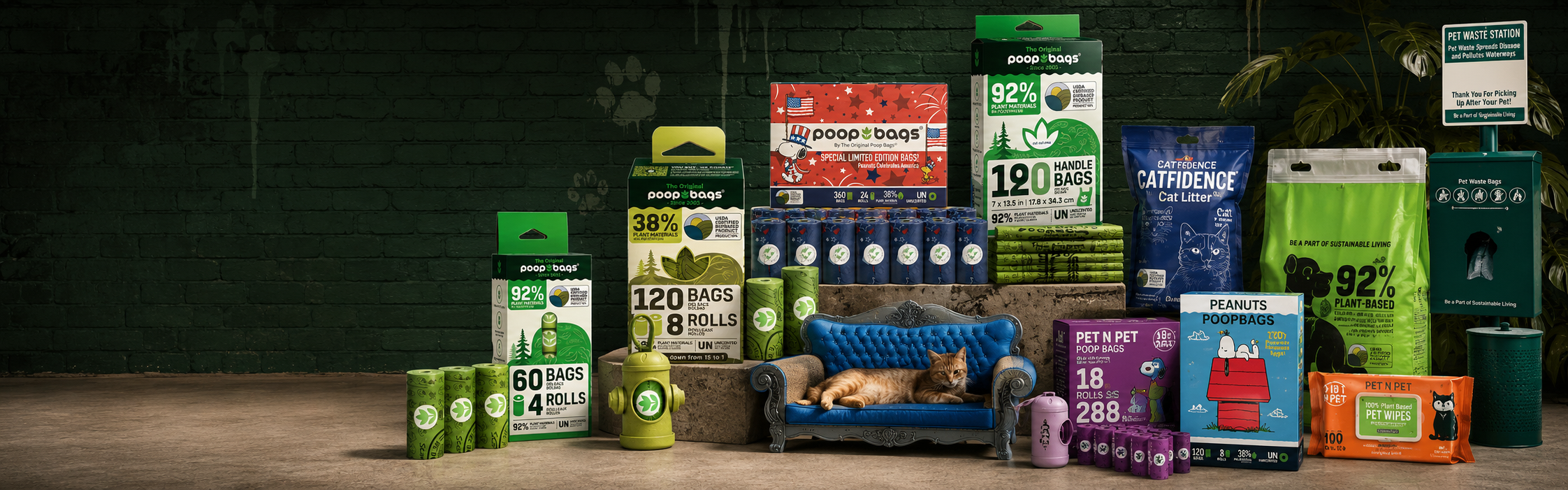 Main homepage banner for The Original Poop Bags products