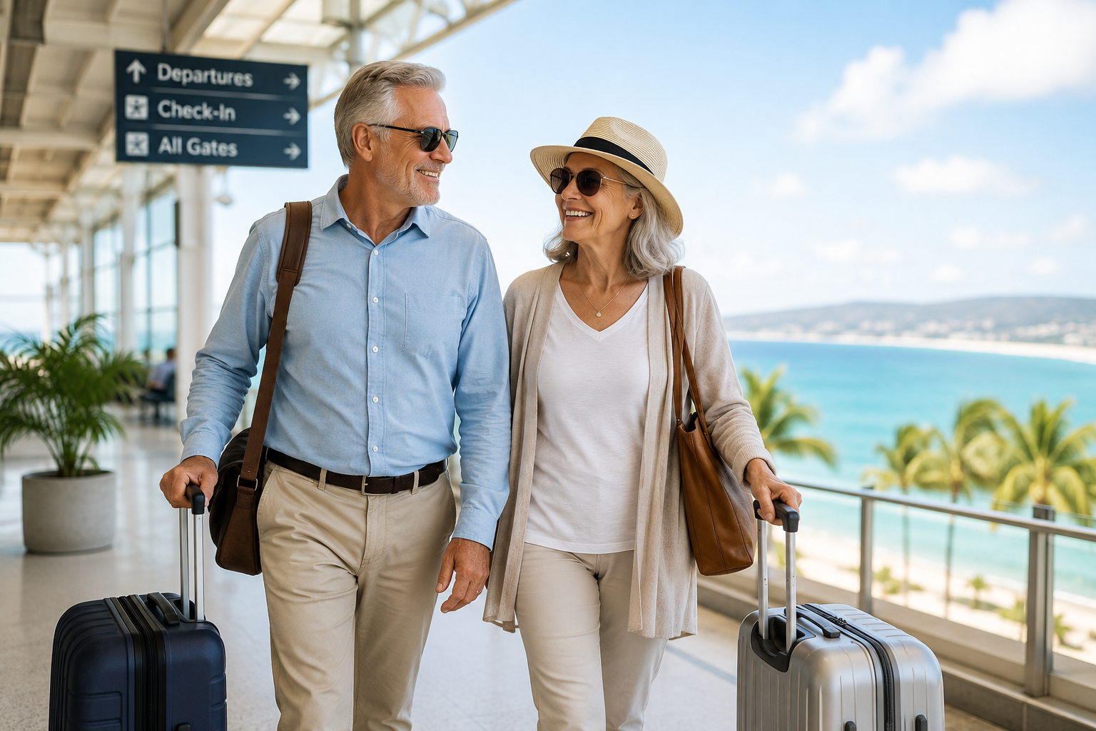 Retired couple enjoying travel and retirement