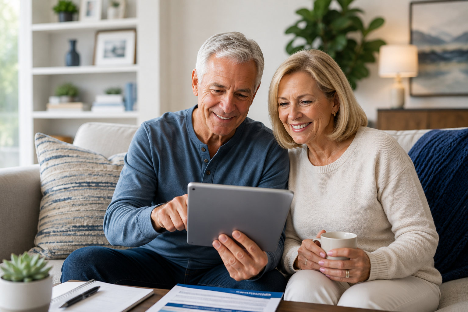 Retired couple reviewing Medicare Supplement options